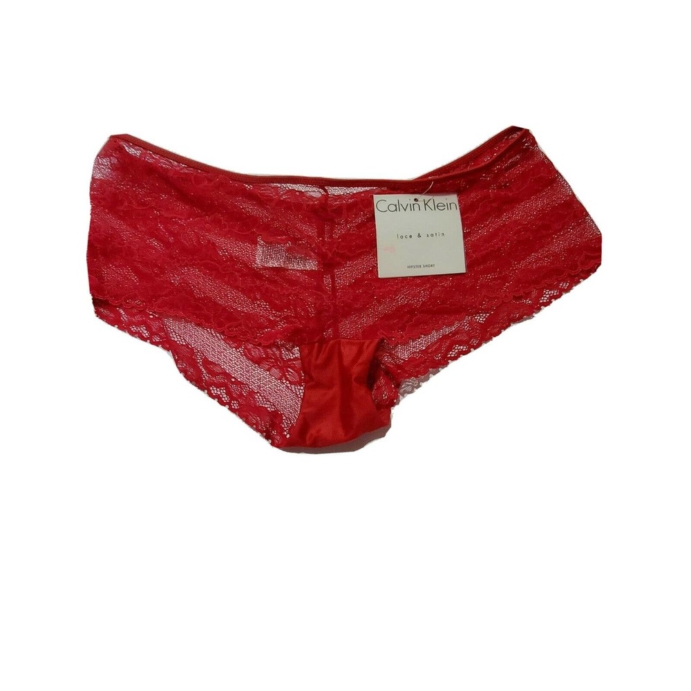 NWT calvin klein lace and satin hipster short panties red sexy
